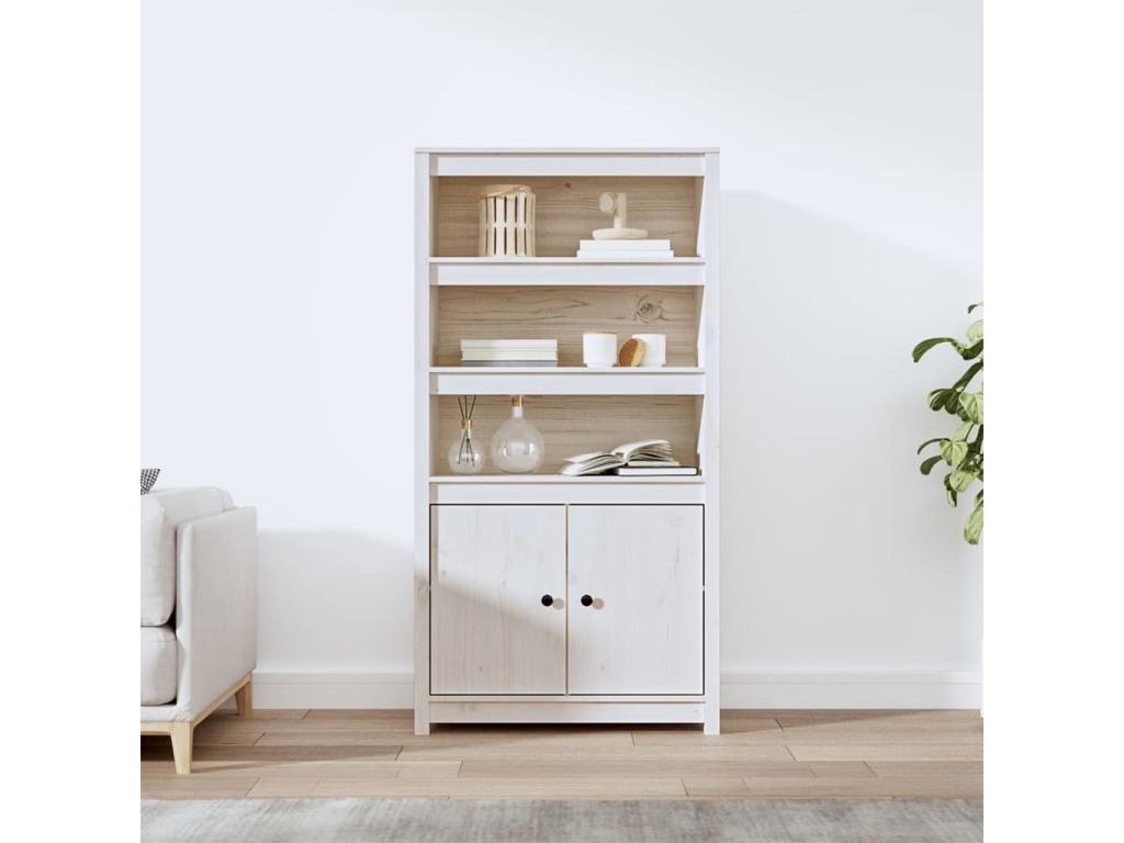 White Highboard 80x35x154 cm Solid Pine Mobenze UXAM16999