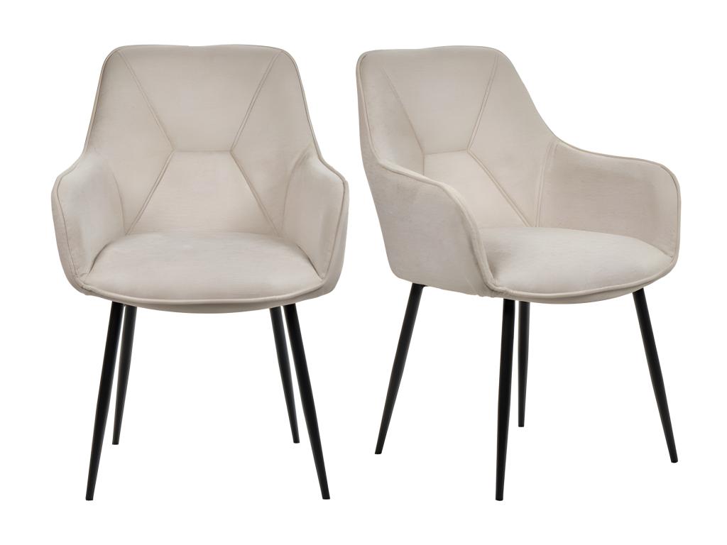 Set of 2 chairs with beige fabric armrests and metal legs - Mobenze ACKQ58304