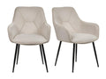 Set of 2 chairs with beige fabric armrests and metal legs - Mobenze ACKQ58304