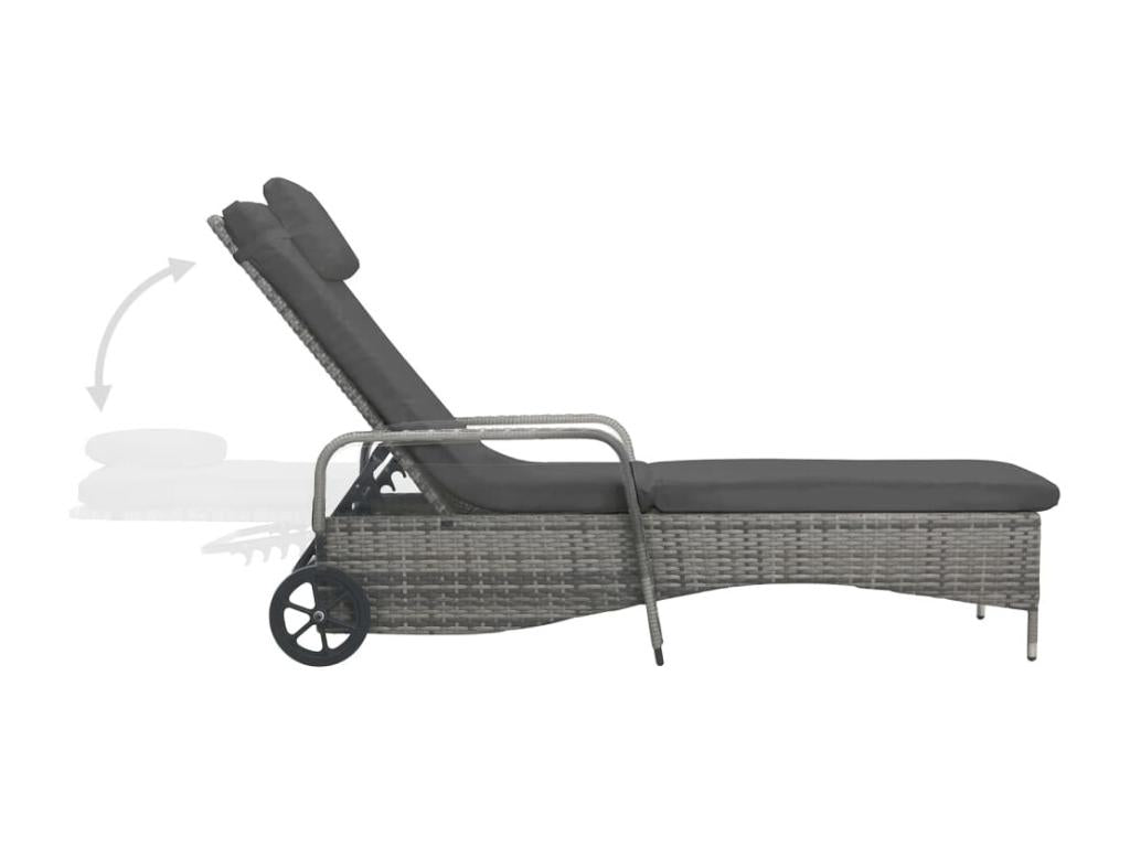 Lounge chair with wheels, woven resin, anthracite, AEGQ66724