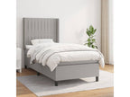 Upholstered bed base with mattress, light grey, 90x200 cm, fabric DTJG65431