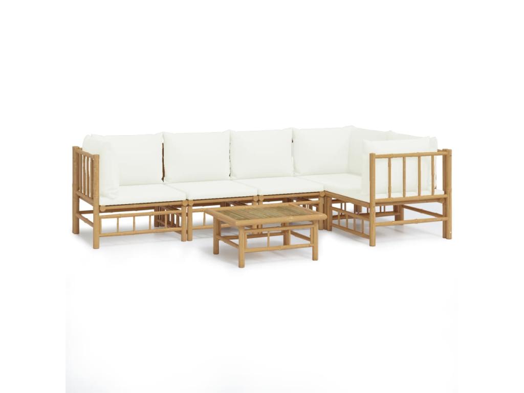 6-piece garden furniture set with cream-white cushions, Luxameub ORJS25681