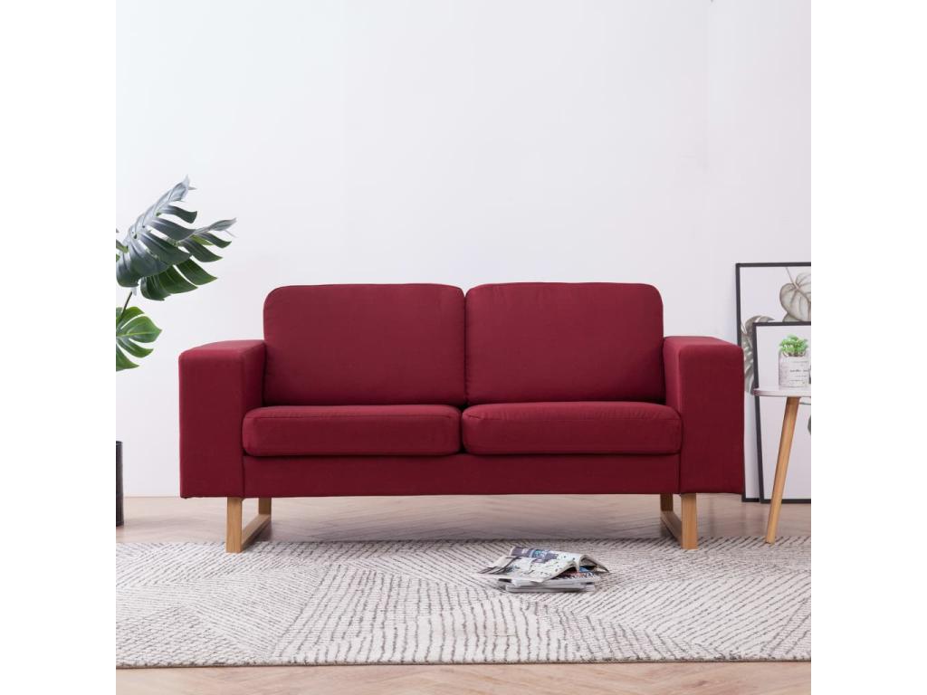 2-seater sofa in burgundy red fabric WHEE42550