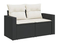 5-piece garden furniture set with cushions, black woven resin DAPY71689