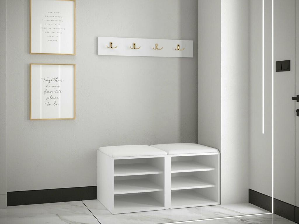 Mobenze 376 Hallway Unit, 84x44cm, Light Brown - Black Laminate - Upholstery - Mobenze XHCE43757