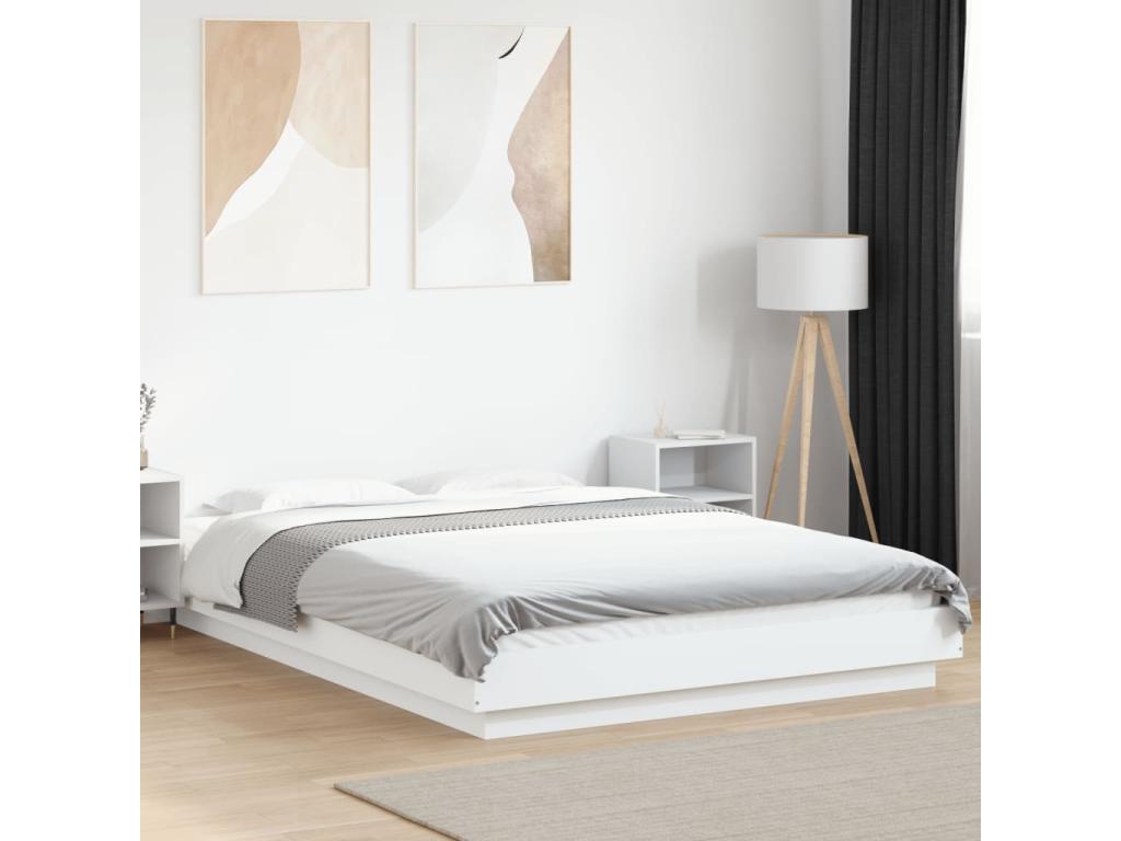 White bed frame 140x200 cm, engineered Mobenze, JICG09623