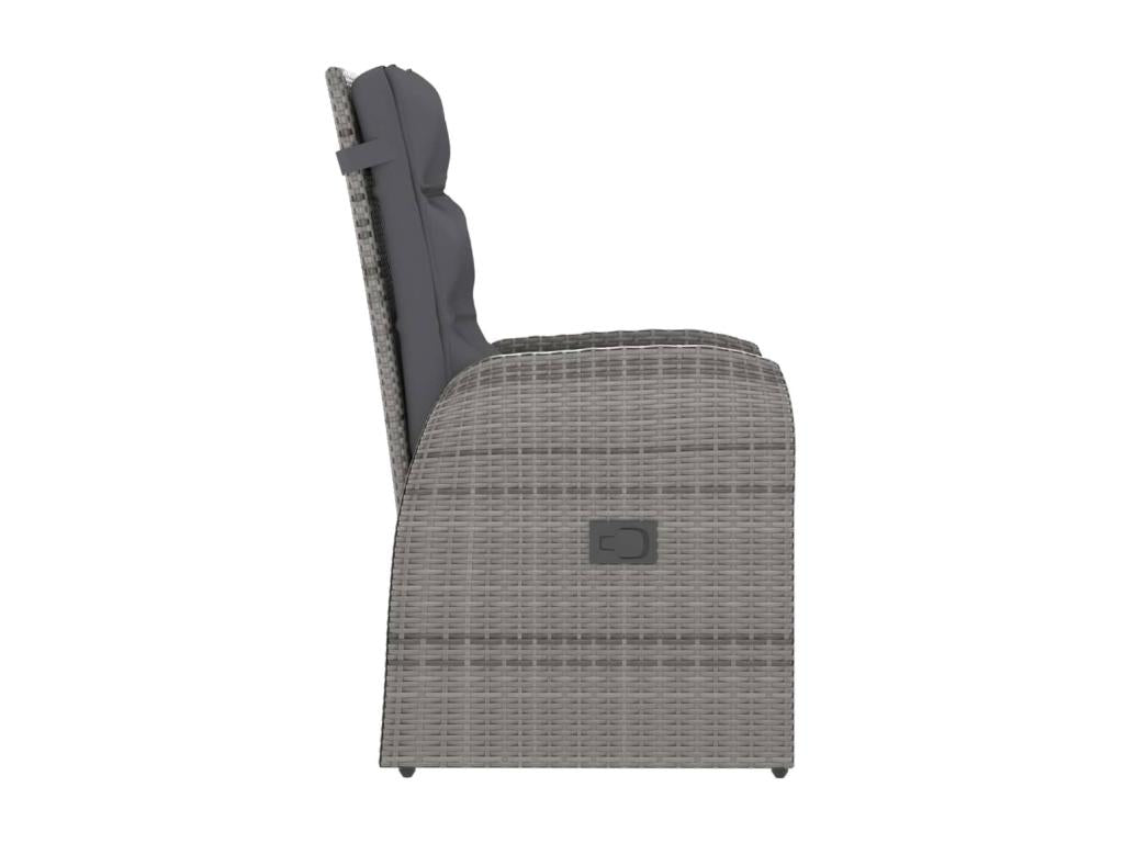 7-piece garden dining set with cushions, grey woven resin, NQPT80438