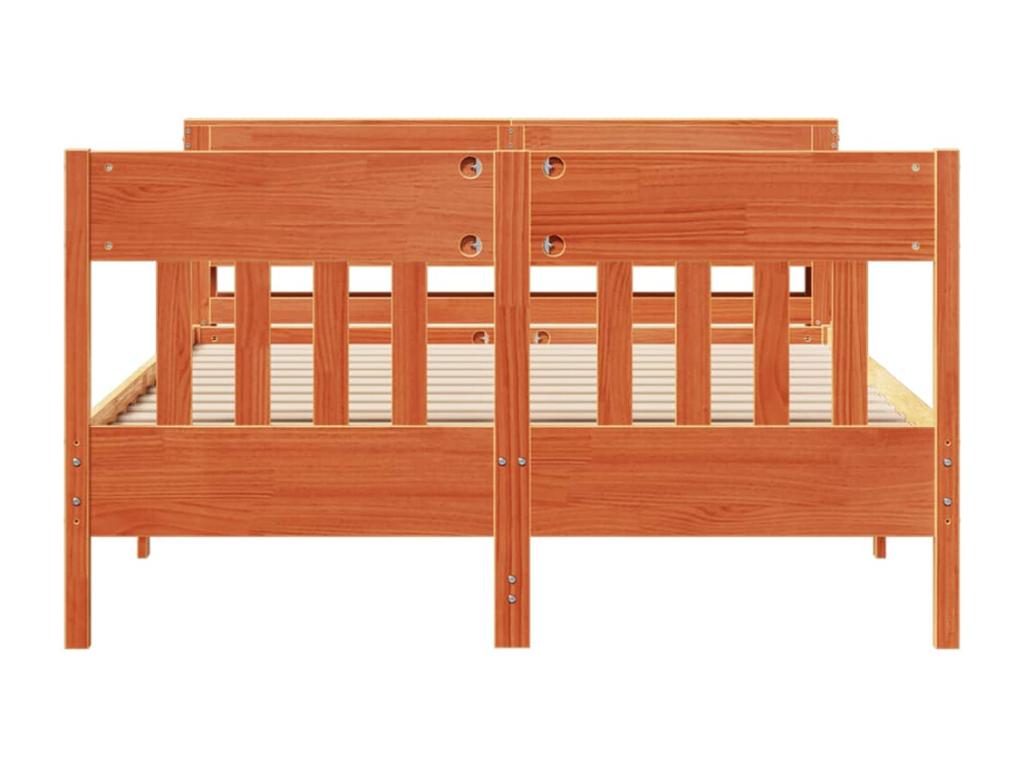 Bed frame without mattress, brown wax finish, 120x200cm, Mobenze solid pine, JGBQ45445
