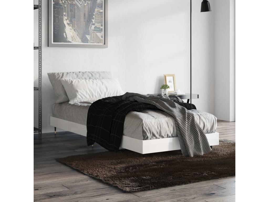 High-gloss white bed frame without mattress 75x190 cm ZPJO98454