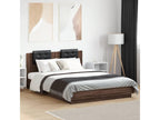 Bed frame, headboard and LED lighting, brown oak, 120x200 cm, EUMT50493