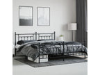 Metal bed frame with headboard and footboard, black, 193x203 cm, ZLWE82806