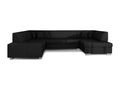 Luxameub 320cm panoramic convertible sofa in black faux leather with storage compartment - Storage compartment on the right JRVI47832