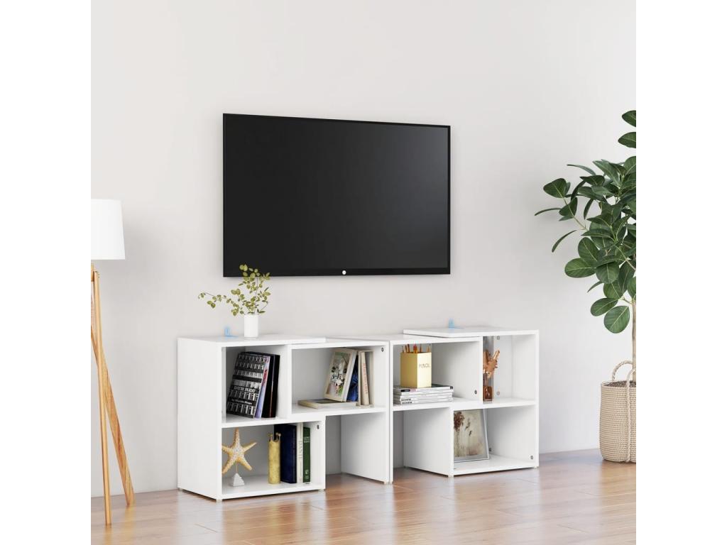 White TV stand 104x30x52 cm Engineered wood MTVK55377