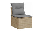 Garden furniture set with cushions, 8 pieces, beige woven resin, Mobenze ATOB69324