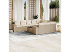 11-piece garden furniture set with beige cushions, woven resin ZIIU38680
