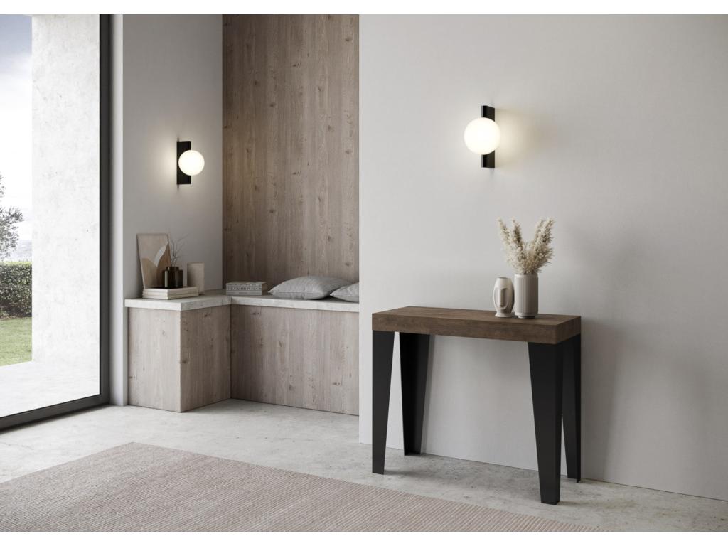 Mobenze extendable console table in matte steel - Brown color - Mobenze base and support - 5 slim extensions JNRE59918