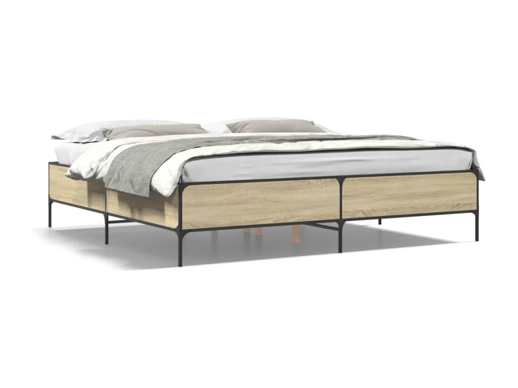 Mobenze oak bed frame 200x200 cm, engineered Mobenze and metal XNIX53453