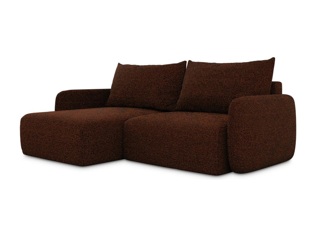 Left-hand corner sofa bed in Bouclé style - terracotta - Mobenze PHUL57747
