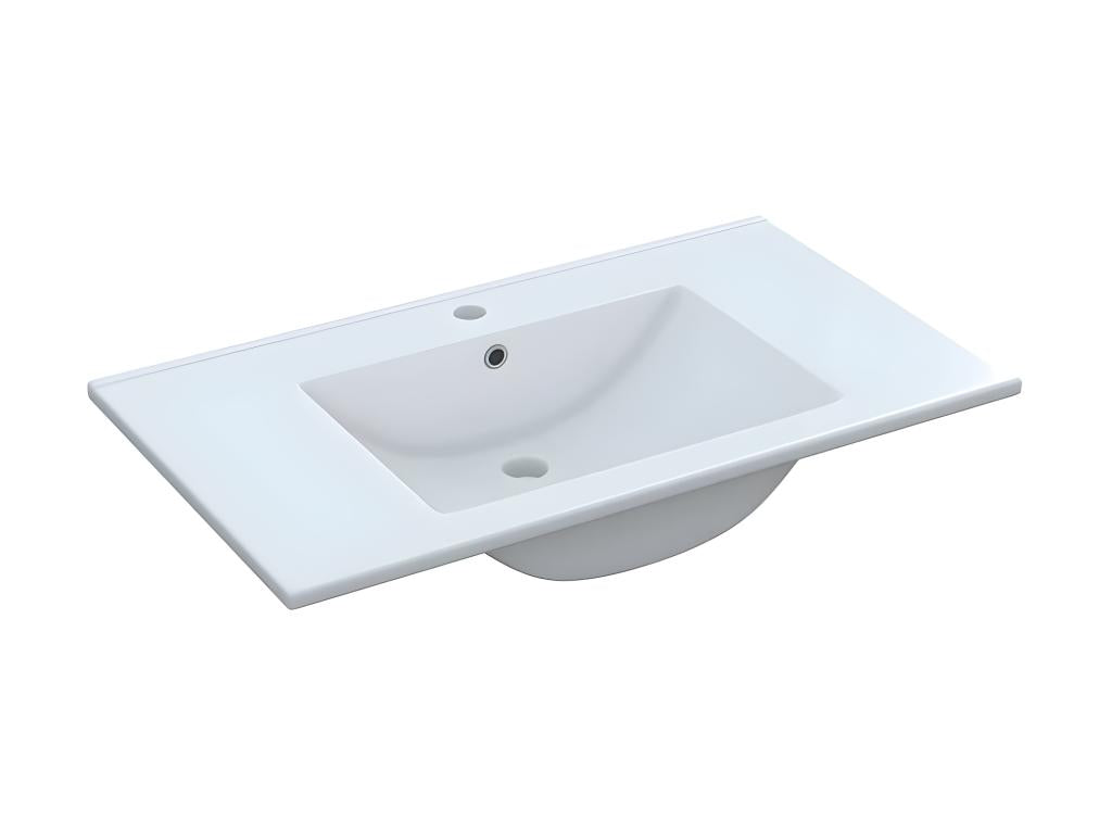 80cm vanity unit with mirrored basin, Oak/Glossy White - Mobenze IWOB53880