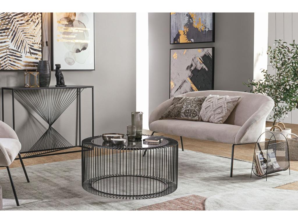 Round coffee table in glass and black metal D80 - Mobenze EZYC68570