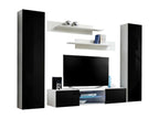 Mobenze O1 TV Unit with LED Lighting - White and Black - Designer wall-mounted unit for your living room. OWAL51429
