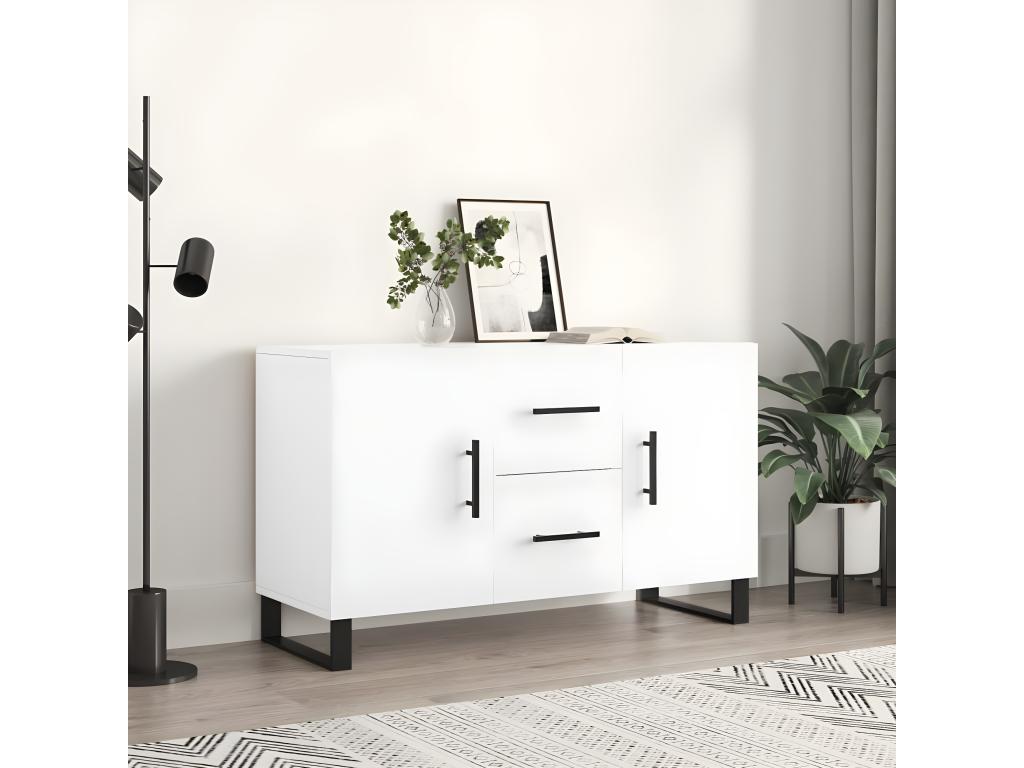 White sideboard 100x36x60 cm engineered wood QOMC15815