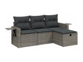 4-piece garden furniture set with grey resin wicker cushions NNOD53621