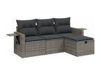 4-piece garden furniture set with grey resin wicker cushions NNOD53621