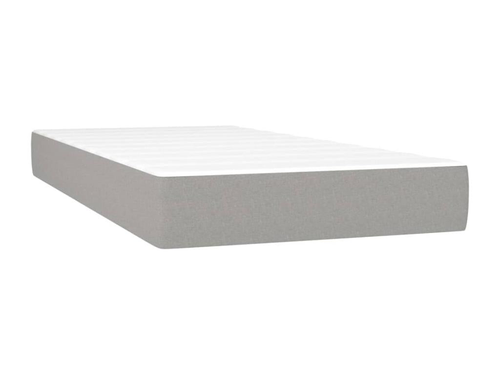 Upholstered bed base with mattress, light grey, 90x200 cm, fabric DTJG65431