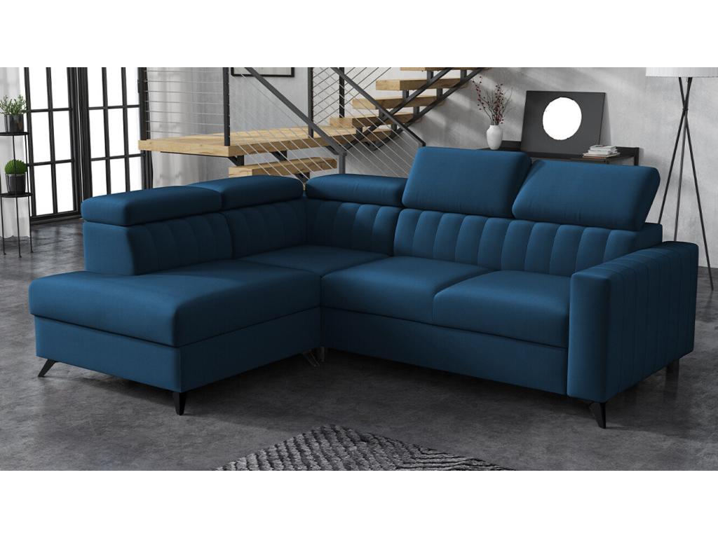 Mobenze 202 Blue Corner Sofa with Sleeping Function and Bed Box, 249x195x80cm, UPSY21834