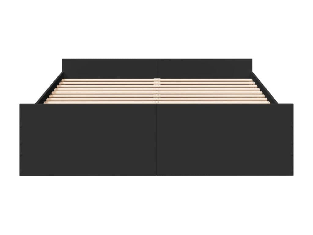 Black bed frame with drawers, mattress not included, 150x200 cm XKUK12130