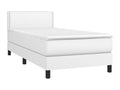 Upholstered bed base with mattress, white, 90x190 cm, faux leather, ZDEB78791