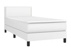 Upholstered bed base with mattress, white, 90x190 cm, faux leather, ZDEB78791