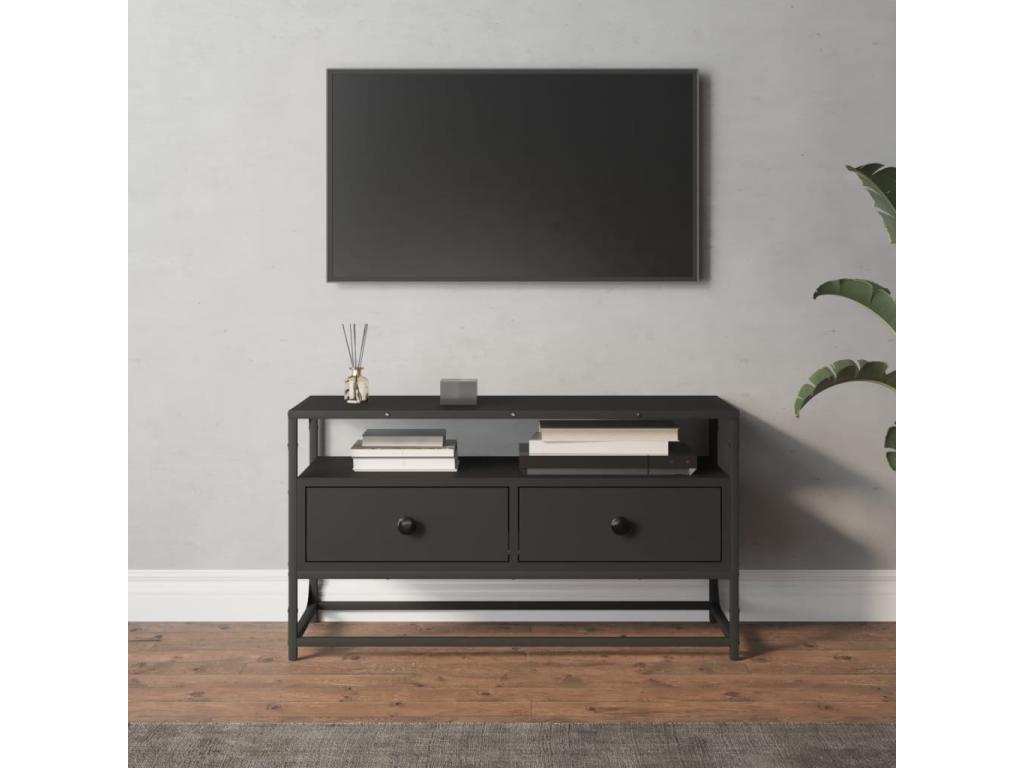 Black TV stand 80x35x45 cm Mobenze engineered wood CUIN23898