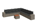 10-piece garden furniture set with cushions, grey woven resin NYNU50653