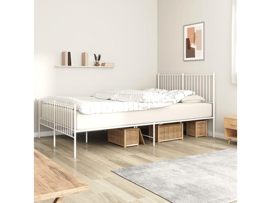 Metal bed frame with white headboard/footboard 150x200cm BKTI67781