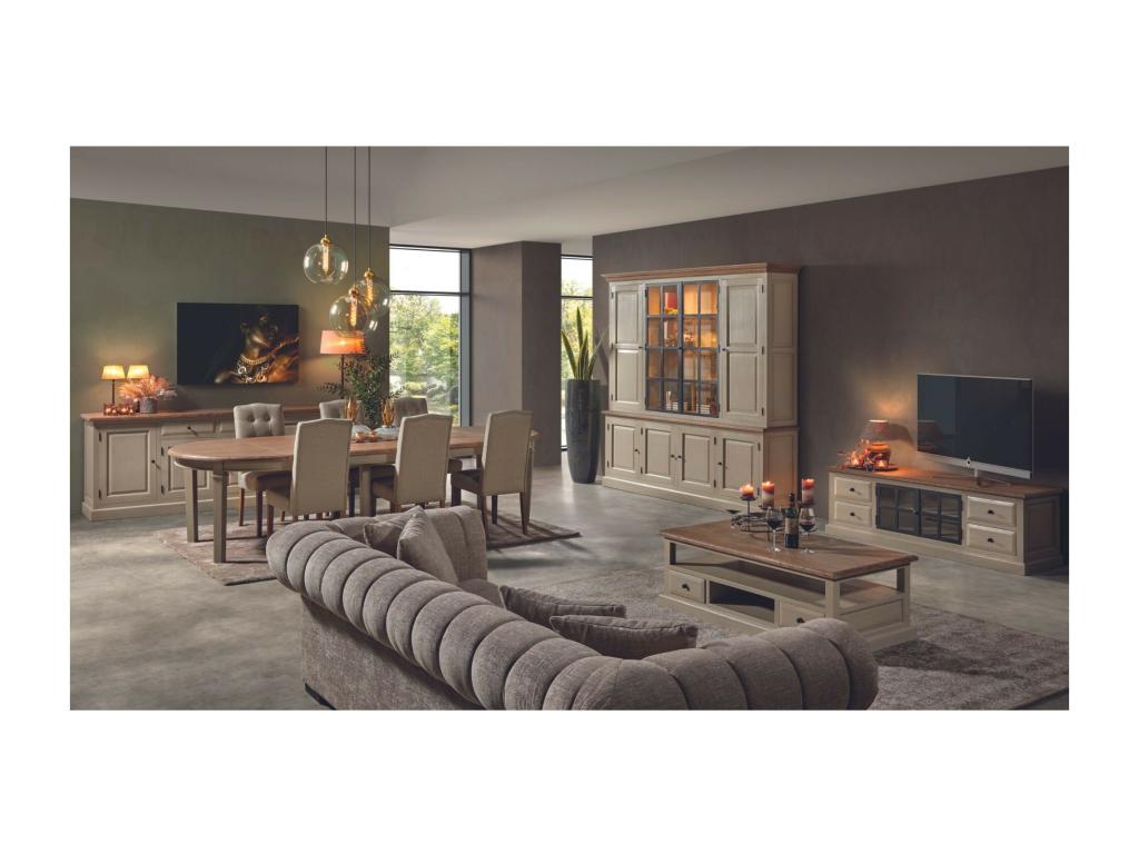 Mobenze TV stand with 2 glass doors and 4 drawers, W170 - Mobenze NEKK60514