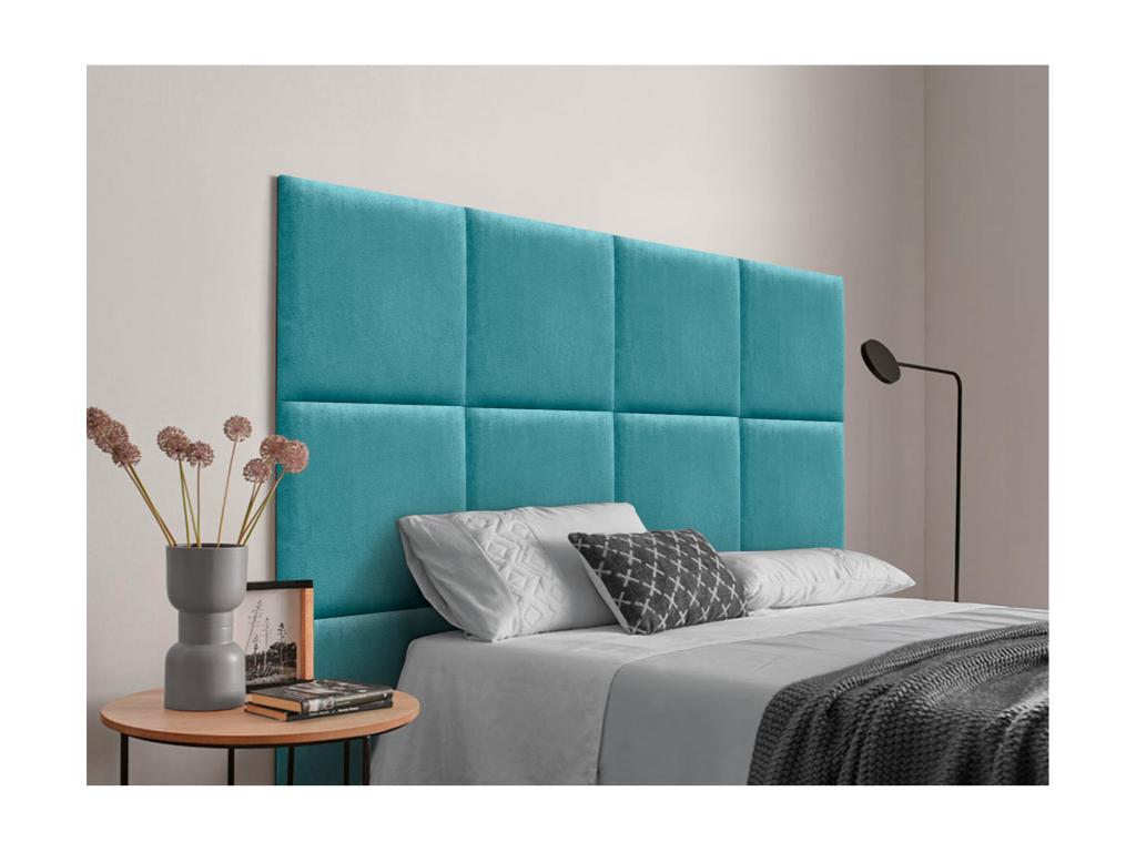 Luxameub PINPAI fabric upholstered headboard composed of interchangeable self-adhesive bed panels for luxury bedroom turquoise 190 cm MCYX67626