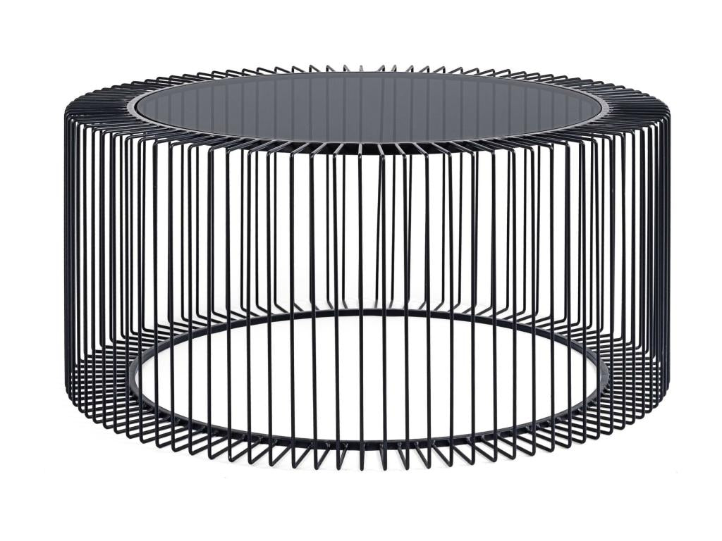 Round coffee table in glass and black metal D80 - Mobenze EZYC68570