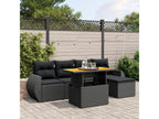 6-piece garden furniture set with cushions, black woven resin AYTR58674