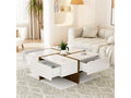 Square coffee table with 4 drawers - 78x78x34.8 cm - Particleboard - Glossy white EUEW43456