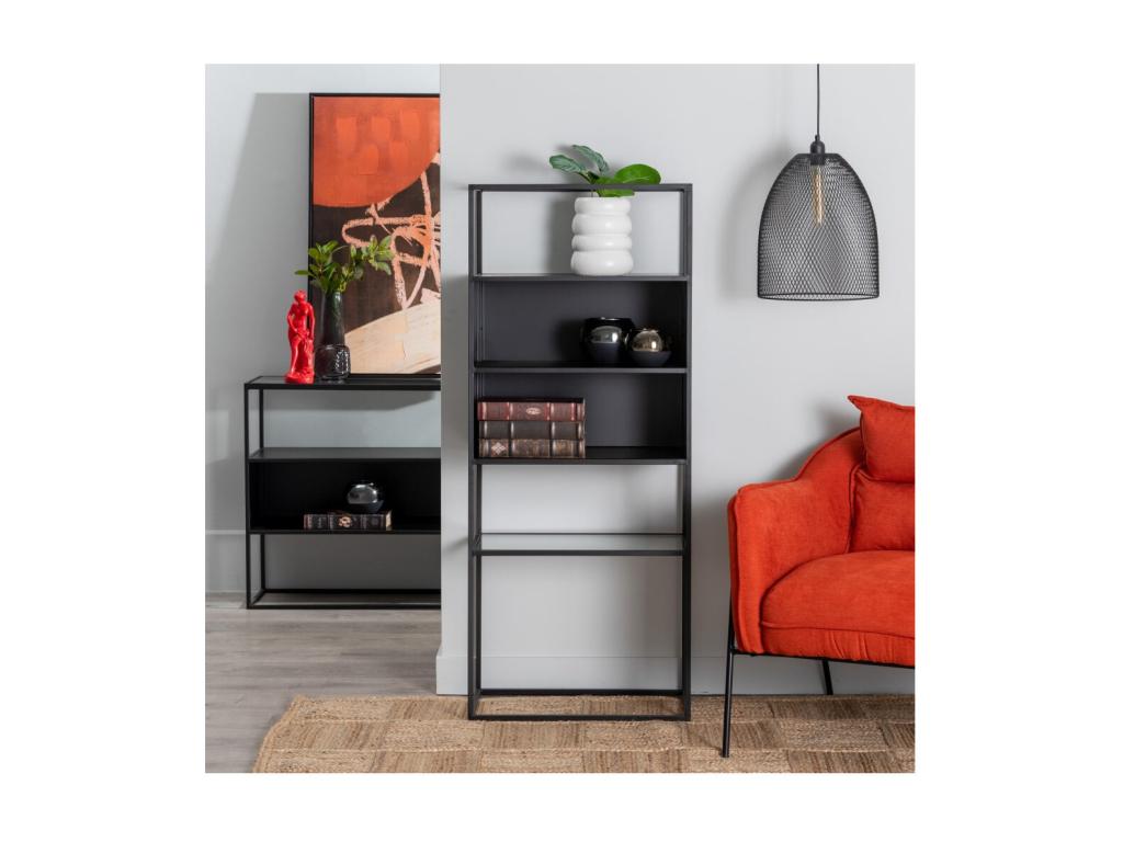 4-niche shelf, Black/Glass - Luxameub BCXE13442