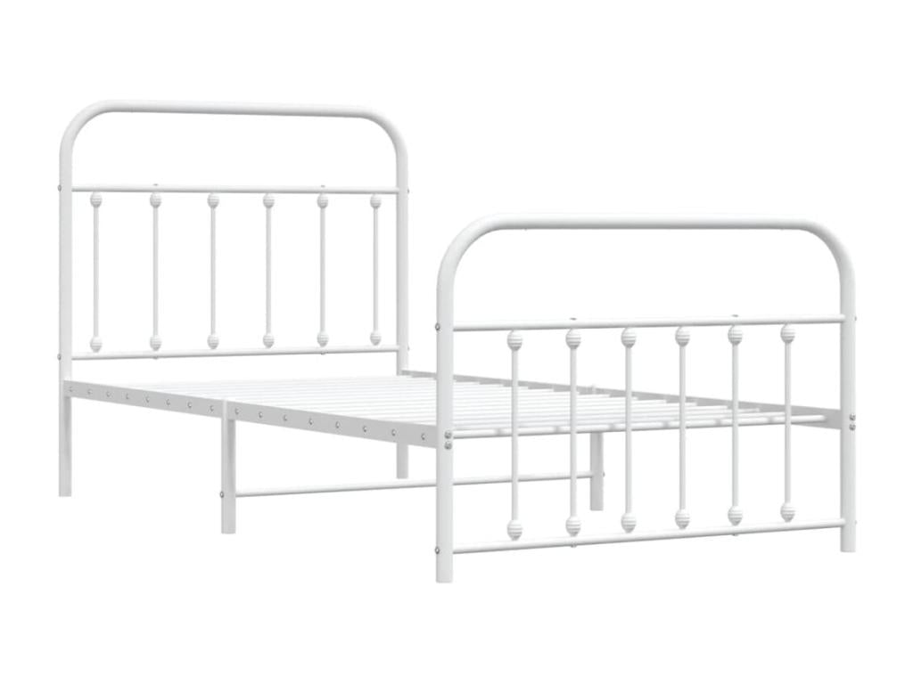 Metal bed frame with headboard and footboard, white, 100x190 MBOB67741