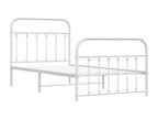 Metal bed frame with headboard and footboard, white, 100x190 MBOB67741