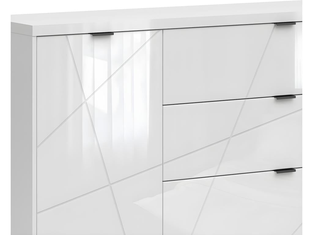 Mobenze White NXCP62637 3-Drawer 1-Door Buffet