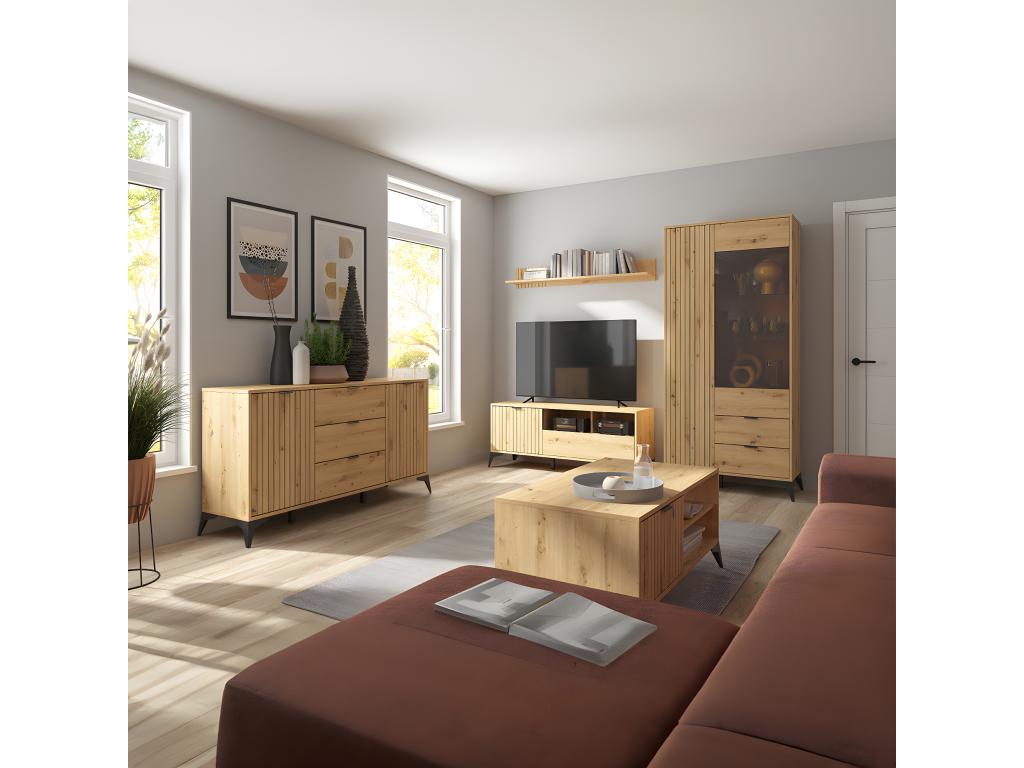 Mao Wood Bookcase with 1 Door and 1 Drawer FKBU04797