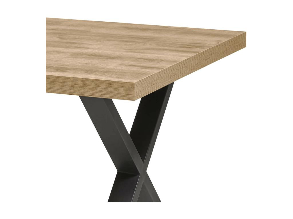 Mobenze - 230cm Table, Mobenze Look, X-Shaped Black Powder-Coated Metal Base DJLJ59912