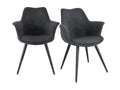 Set of 2 chairs in dark grey fabric with metal legs and armrests – Mobenze BXGQ32634