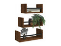Set of 3 wall shelves with bars, brown oak, JSKI82549
