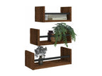 Set of 3 wall shelves with bars, brown oak, JSKI82549